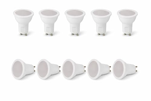 FSL Lampadina LED GU10 8W, Luce Bianca Fredda 6500K, 800lm Alta Luminosità, Angolo Fascio 100°, Confezione da 10 Pezzi