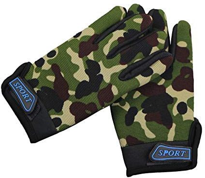 Marze Kids Bike Gloves Full Finger Cycling Gloves for Children Sports Outdoor Anti-Slip Camo Camouflage (Camouflage)