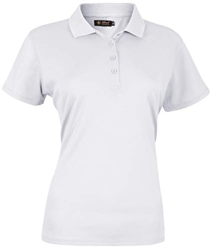 Island Green IGLTS1851 Damen Essentials Stretch Atmungsaktives Micro Pique Golf-Poloshirt, Weiß, EU 38