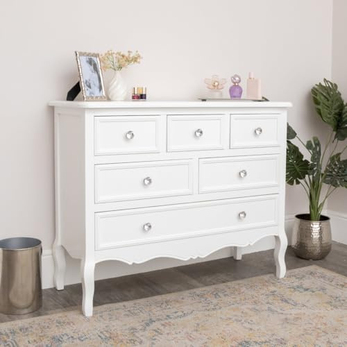 Melody Maison Large White Chest of 6 Drawers - Victoria Range