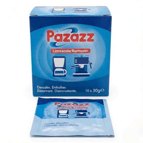 PAZAZZ Descalcificador para Cafeteras – Antical para Máquinas de Espresso como De'Longhi, Sage, Gaggia, Krups, Dualit y más – Rinde 60.000ml – Pack de 12 | Descalcificador Para Cafeteras, Antical Para Maquinas De Espresso, Rinde 60.000ml, Pack De 12 Sobres