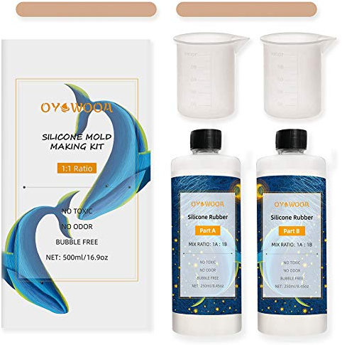 Silicona líquida – Caucho de silicona flexible para fabricación de moldes de silicona – 500 ml 1:1 Mezcla fácil para moldes de resina, moldeo, fabricación de joyas, manual