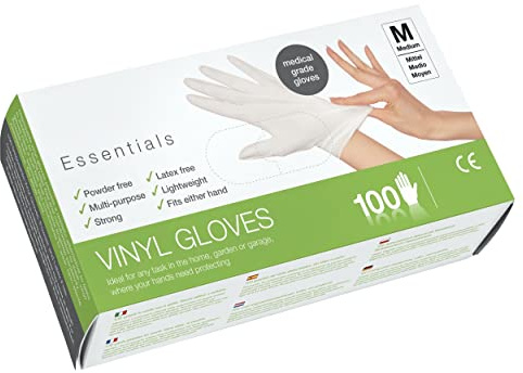 JP Outillages 102100 Einweghandschuhe aus Vinyl, Größe M, Box mit 100 Handschuhen, puderfrei, strapazierfähig, 102100 Stück