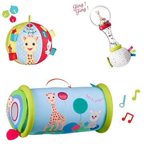 Sophie la Girafe Coffret Éveil des Sens 3 Jouets Rouleau Bébé Dès 3 Mois