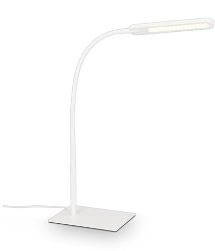 Briloner Leuchten - LED Tischleuchte, Tischlampe mit Touchfunktion, in Stufen dimmbar, Farbtemperatursteuerung, Bürolampe 6,5 Watt, 600 Lumen, Weiß, 230 x 165 max. 950mm (LxBxH), 7389-016
