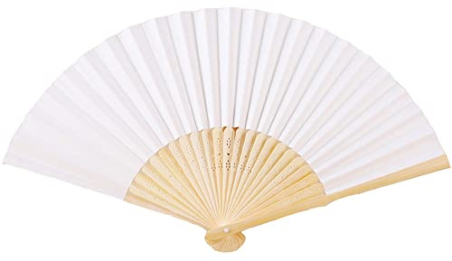 12 Stück Handfächer Hochzeit,Bunte Faltfächer Papierfächer Hochzeitsfächer Fächer Faltbar Gastgeschenk Asiatische Deko für DIY Sommer Hochzeitsdeko Geburttag Party Fotografie Wand Dekoration,Beige