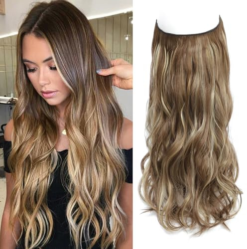 20 Inch Halo Hair Extension Clip In Hair Extensions Wavy Hair Pieces for Women, Natural Looking, Lightweight & Secure Fit, Instant Length & Volume, Perfect for Weddings, Dates & Special Occasions