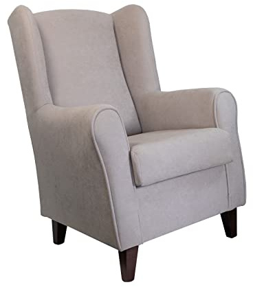 MUEBLIX.COM | Sillón Butaca Orejero Lisboa | Sofa con Orejas | Butacas de Salón Modernas | Butaca Confortable | Patas Enroscadas | No Montaje | Color Beige