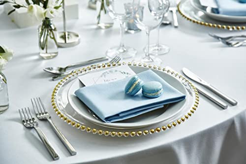 WJ Set di 6 eleganti piatti di ricarica trasparenti con bordo in rilievo da 33 cm, piatti di plastica per matrimoni e feste (oro)