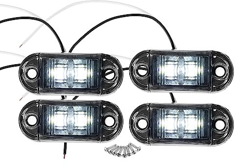 A ABSOPRO Front Rear Side Marker Light 2 LED for Truck Camper White (Set of 4)