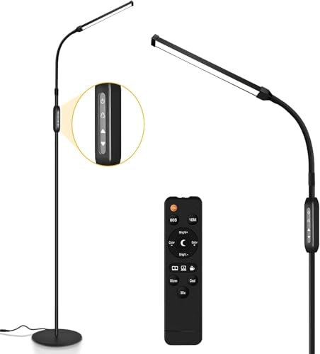 JCOTTON LED Stehlampe Dimmbar Leselampe Stehlampe Wimpern Lampe Kosmetik Lampe mit Schwanenhals 360°Verstellbar für Schlafzimmer Büro