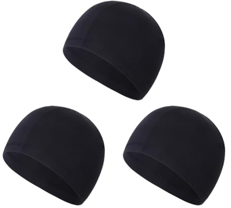 HugeDE 3 Pcs Helmet Liner Skull Caps Sweat Wicking Cycling Head Caps Cooling Beanie Hats Motorcycle Headwrap for Men Women Black