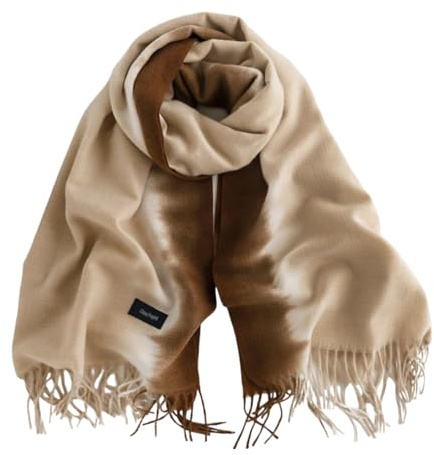 GFM® Chal reversible estilo pashmina de cachemira suave de color degradado para otoño e invierno (Pash-Omb), marrón, L