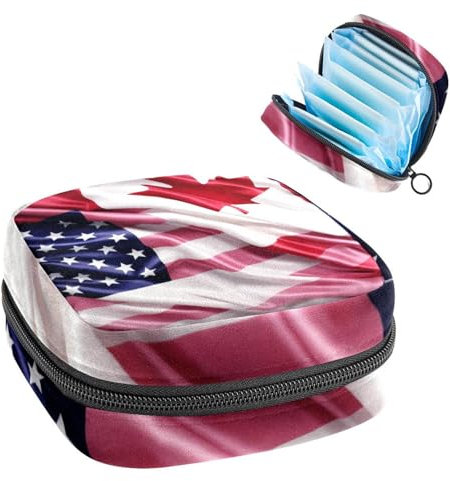 YTYVAGT Perioden-Tasche, Aufbewahrungstasche für Damenbinden, Kanada-Flaggen, amerikanische Flaggen, Tampon-Tasche für Geldbörse