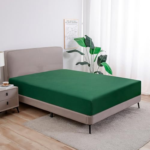 Softex Royal - Klassisches Spannbettlaken - 100% Baumwolle Jersey Spannbettlaken in vielen Farben und Größen - Markenqualität, Grün, 90 x 200 cm - 100 x 200 + 27 cm 100% gekämmte Baumwolle