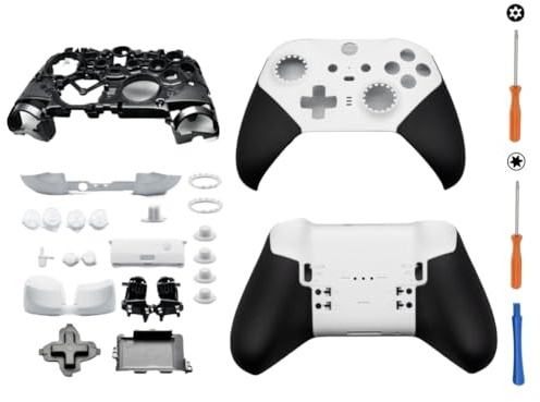 Hzxkqmil Full Shell Case Kit Replacement for Xbox Elite Series 2 Controller | Front Housing Cover Bottom Shell Middle Frame LBRB LTRT Bumper Buttons Accessories for Xbox Elite Series 2 Core, White