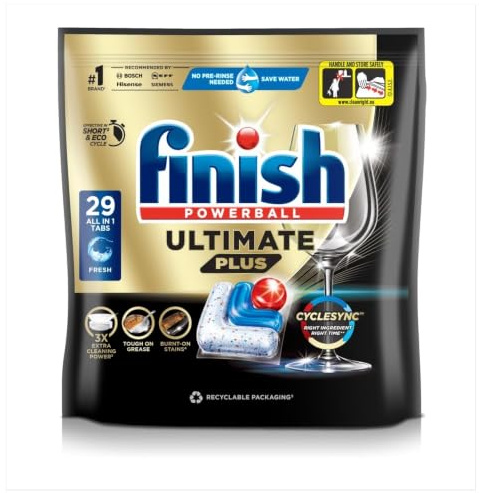Finish Ultimate Plus Limpieza y Brillo Intensivos, Pastillas para el Lavavajillas, Limpieza intensiva, brillo diamante + protección vajilla, 108 Pastillas