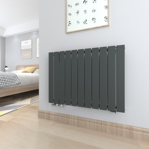 T&K Heizkörper Flach 630x847mm Anthrazit Einlagig Design Heizkörper, Horizontal Moderne Paneelheizkörper Badheizkörper Für Seitenanschluss Heizung