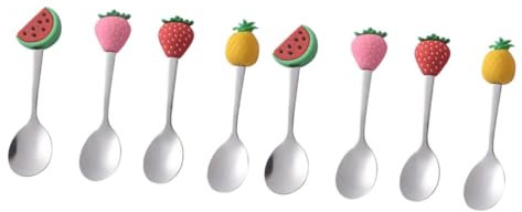 WATIIFUFU 2sets Stainless Steel Dessert Spoon Set Ice Spoon Cake Scoop Practical for Seasoning Tea Sugar 4pcs*2