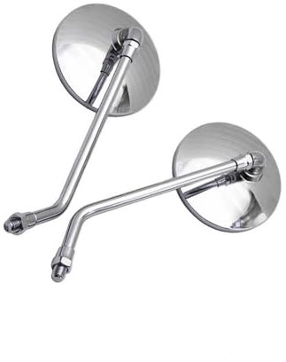 WKXTECZT Lenkerendenspiegel 8/10 Mm Motorrad Rückspiegel ABS Cafe Racer Schwarzer Spiegel Für Vulcan S 650 Für V&ersys Z750 Z800 Z900 Z1000 Rückspiegel Seitenansicht am Lenker(Chrom)