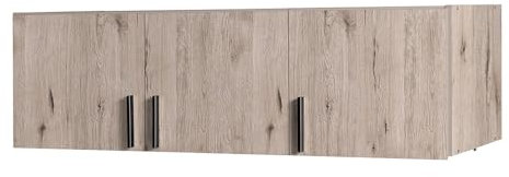 Lomadox Schlafzimmer Aufsatzschrank für Kleiderschrank 3-türig, 136cm breit, Eiche mit Graphit, SELAWIK-166