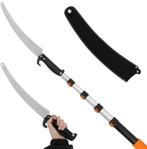 Kokorna, potatore telescopico per alberi da 6 m, con lama da 47 cm, sega per potatura a lungo raggio estensibile per potatura, troncarami leggeri per potare rami alti e foglie
