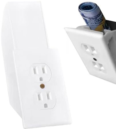 Cassaforte a muro a scomparsa per presa elettrica, soluzione di archiviazione con serratura a chiave, versatile, pratica e sicura, nascondigli da parete per contanti, carte di credito, gioielli