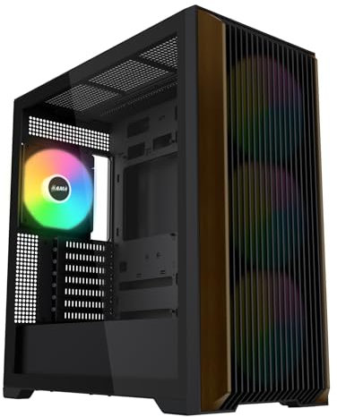 SAMA Boîtier PC Z60 en bois de noyer véritable, boîtier PC ATX, 4 ventilateurs ARGB PWM pré-installés, prend en charge les radiateurs de 360 mm sur le dessus, port de type C, boîtier d'ordinateur de