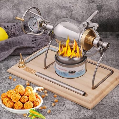 Hand Popcorn Machine, Chinese Vintage Traditional Stainless Steel Mini High Pressure Popcorn Maker for Family Gathering Party Fun(Color:304,Size:360ML)