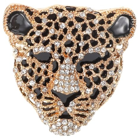 SHERCHPRY Broche De Cabeza De Leopardo Con Diamantes De Imitación Broche Animal Pin De Solapa Decorativo Pin De Ropa Para Chaqueta Traje Sombrero Y Pañuelo 1.96 X 1.88 X 0.39 in