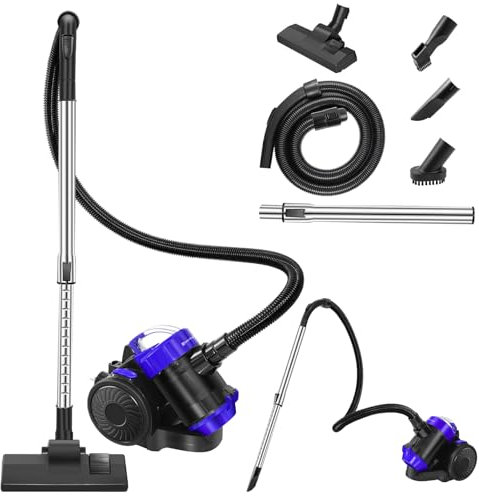 Cylinder Vacuum Cleaner with 1000W High Efficiency Motor, 1.5L Capacity Dust Tank, Crevice Clean Tool, Bagless Powerful Wet & Dry Vacuum Cleaner for Stairs, Carpet, Floor, Pet Hair