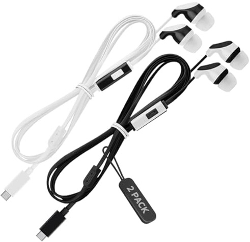 Lot de 2 écouteurs filaires USB C avec microphone, écouteurs intra-auriculaires compatibles avec iPhone 15, iPad Pro, Galaxy S23/S22, Pixel 8/7/6, écouteurs de type C pour appareils USB-C, écouteurs
