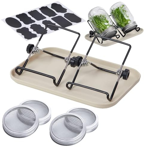 Duqulle Keimset, Sprossen-Keimungssets, Keimdeckel aus Edelstahl, Keimglas Deckel Mit Edelstahl Keimständern Für Weit und Weithals Einmachgläser Für Anbau Von Bio-Sprossen