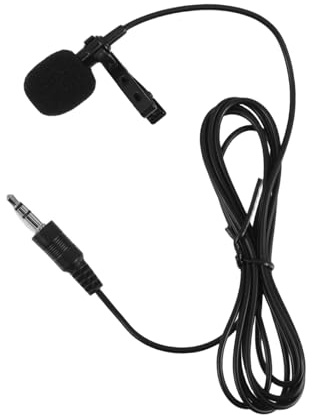 Abaodam Tragbares Ansteckmikrofon für Kamera und Computer, Schwarz, Kompakt | Kleiner Lavalier, Einfache Bedienung, Plug And Play, für Konferenzen und Meetings, Gummi Metall Ausführung
