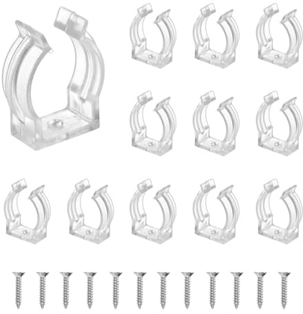 QUARKZMAN Confezione da 12 Clip a U T6 Staffe Supporto Tubi Trasparenti | Fluorescenti Morsetti Plastica, per LED Lampade a Soffitto, per Tubi, con Viti