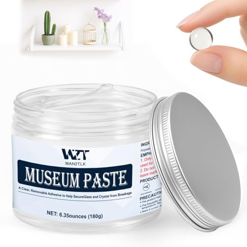 Museum Gel 180g, Clear klebeknete ablösbar für Museumssammlungen, wiederverwendbare museum wax, zum Schutz von Artefakten und zerbrechlichen Gegenständen, Antiquitäten, Glas und Keramik