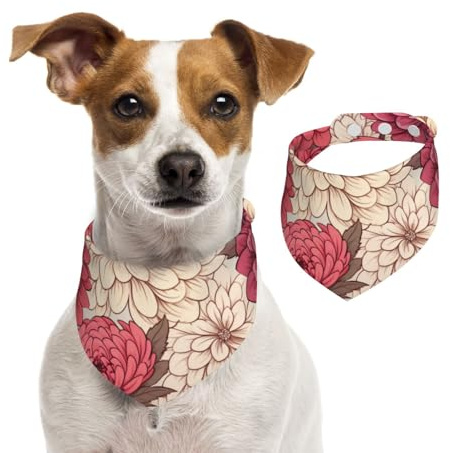 Hundehalstuch mit roten und weißen Blumen für kleine, mittelgroße und große Hunde, Dreieckstuch für Mädchen oder Jungen