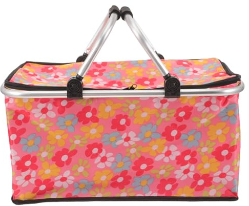 CIYODO Kleiner Isolierter Picknickkorb für Draußen Oxford Gewebe mit Aluminiumrahmen Faltbar mit Griffen