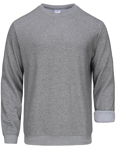 NORDIC OUTLAND Felpa da uomo pesante girocollo foderata in morbido pile, a maniche lunghe, classico caldo pullover basic top