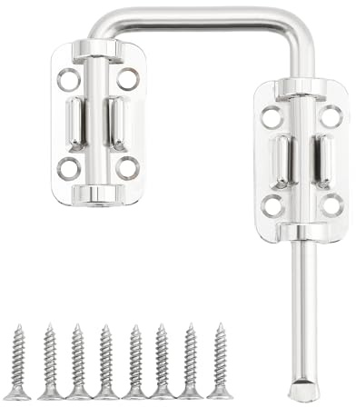 Mooche Verrous Loquet Porte Extérieur,10x8 CM, en Inox, Argent | Verrou Porte Loquet Pratique, Verrou Porte Interieure, Loquet Porte Coulissante Pour Portes, Fenêtres, Clôtures