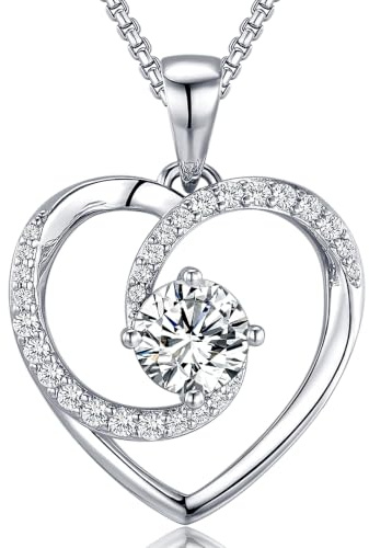 Lyniuoy Collier Femme Pendentif Cœur Amour Éternel Bijoux
