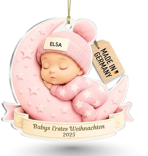 Customdo Personalisierte Baby Weihnachtskugel mit Name Text - Ornament Weihnachtsanhänger Bedruckt - Acryl Kind Weihnachtsschmuck für Tannenbaum Weihnachtsbaum erstes Weihnachten
