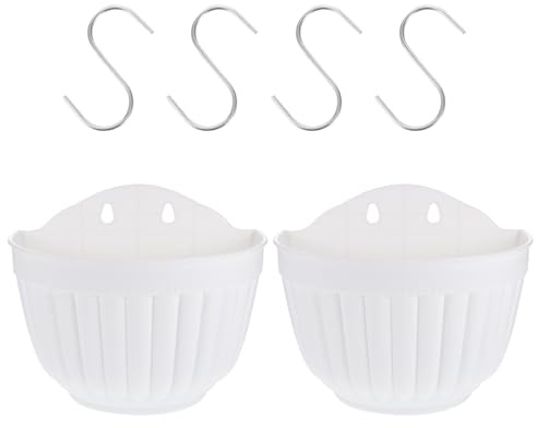 Alasum Vasi da Fiori Sospesi in Plastica Bianca Set da 2 Fioriere da Appendere al Muro Grandi Semicerchio Vaso Decorativo per Piante da Interno ed Esterno per Giardino e Casa