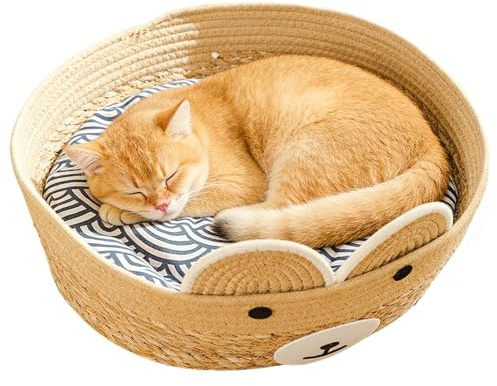Maison pour chat d'intérieur Nid de couchage tissé et lavable pour animal