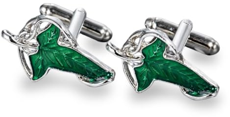 Lorien Elf Green Leaf Shirt Enamel Cufflinks for Women Men