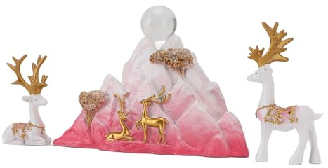 Fockety Rådjursstatyer, Eleganta Renfigurer i Klassisk Design, (Rosa)