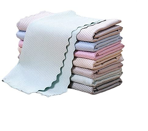 Mikrofaser Effizientes Reinigungshandtuch Absorbierbare Glasküche Anti-Fett Reinigungstuch Tücher Tischfenster Auto Teller Handtuch Lappen (Color : Beige)