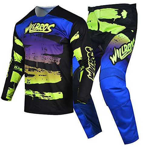 Willbros Combinaison de Pantalons en Jersey de Motocross Hommes Femmes Moto MX Ensemble Enduro D'équitation Cyclisme Hors Route Adulte