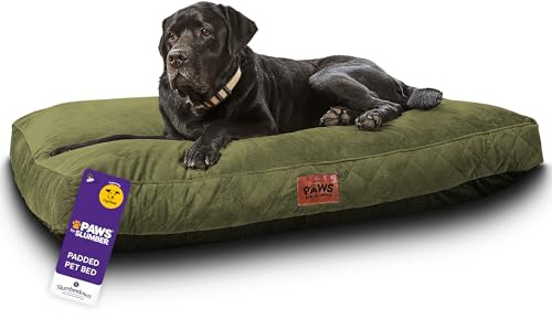 Slumberdown Luxury Padded XL Dog Bed (90 * 120 * 20cm) - Supportive, Cushioned & Washable Crate Mattress for Puppies, Dogs & Cats | Orthopedic, UK-Made, Non-Slip Base, Green