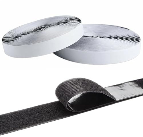 AUMAYCO Klettband Selbstklebend Extra Stark, 8M x 2cm Doppelseitiges Klettverschluss, Robustes, Schneidbares für Stoff Mit Starker Klebrigkeit, Schwarz